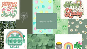 Green March Collage Aesthetic Wallpaper