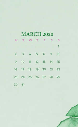 Green March2020 Calendar Aesthetic Wallpaper