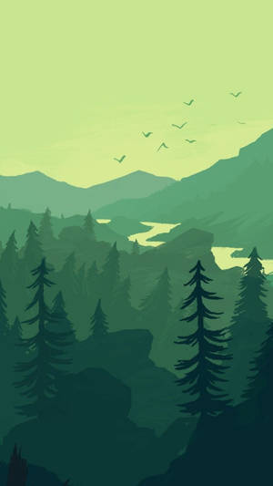 Green Minimalist Nature Wallpaper