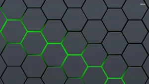 Green Outlined Hexagons Wallpaper