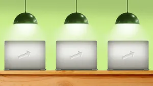 Green Pendant Lights Over Laptops Wallpaper