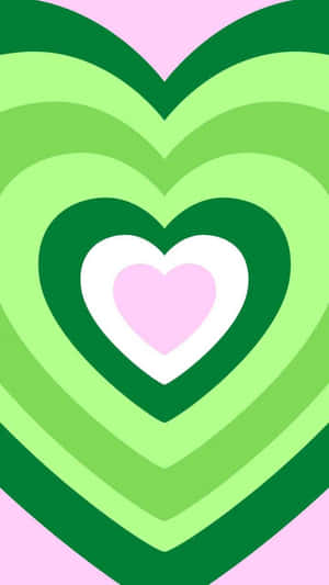 Green Pink Heart Layers Y2 K Aesthetic Wallpaper