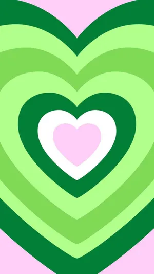 Green Pink Heart Layers Y2 K Aesthetic Wallpaper