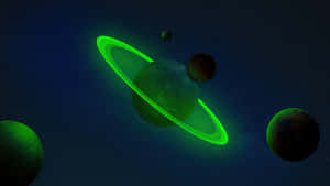 Green Planets And Rings In The Sky Wallpaper