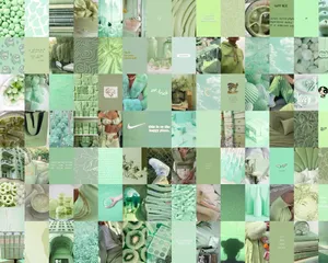 Green Preppy Aesthetic Collage Wallpaper