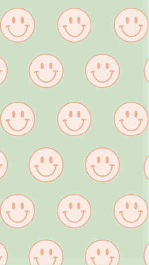 Green Preppy Smiley Pattern Wallpaper