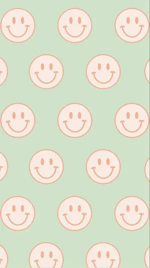 Green Preppy Smiley Pattern Wallpaper