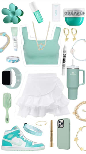 Green Preppy Style Essentials Wallpaper