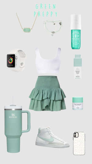 Green Preppy Style Essentials Wallpaper