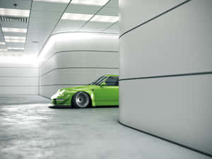 Green R W B Porschein Modern Garage Wallpaper