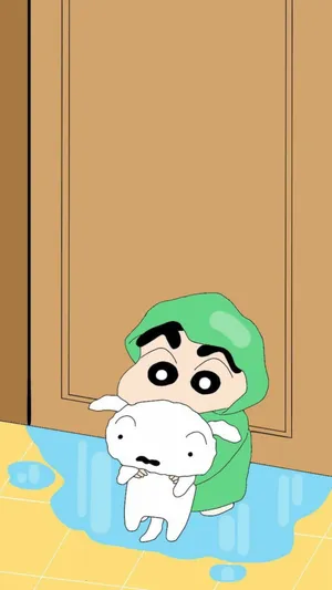 Green Raincoat Shinchan Aesthetic Wallpaper