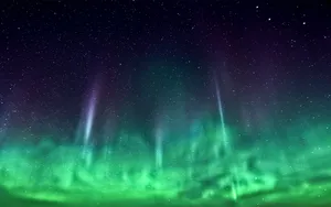 Green Sky With Hundreds Of Stars Wallpaper