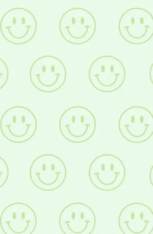 Green Smiley Face Pattern Background Wallpaper