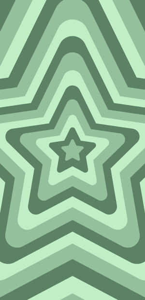 Green Star Concentric Pattern Wallpaper