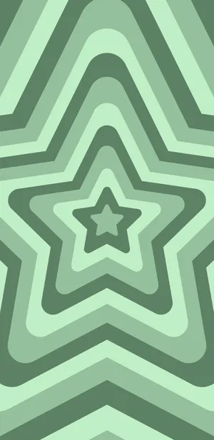 Green Star Concentric Pattern Wallpaper