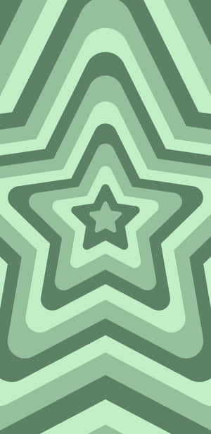 Green Star Concentric Pattern Wallpaper