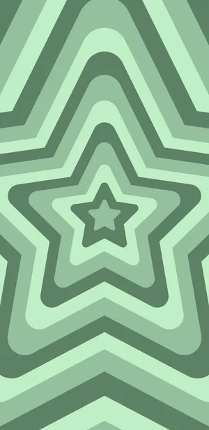 Green Star Concentric Pattern Wallpaper