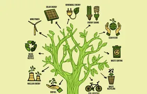 #green Technology With Solar Panels And Wind Turbines Wallpaper