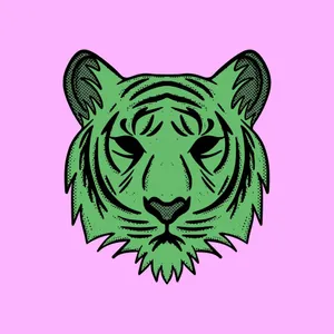 Green Tiger Illustration_ Pink Background Wallpaper