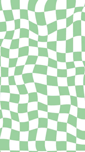 Green White Wavy Checkered Pattern Wallpaper