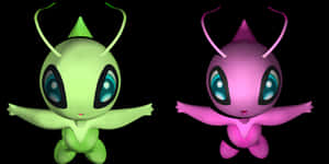 Greenand Pink Celebi Variants Wallpaper