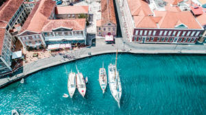 Grenada City Ship Docks Wallpaper