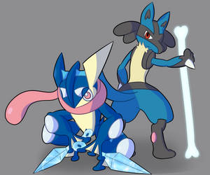 Greninja And Lucario Unite For Battle Wallpaper