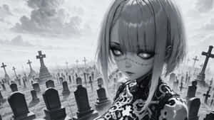 Grey Anime Cemetery Scene Wallpaper