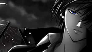 Grey Anime Character Intense Gaze Wallpaper