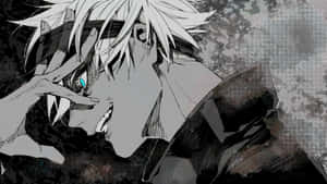 Grey Anime Character Intense Gaze Wallpaper