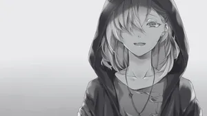 Grey Anime Girl Hoodie Wallpaper