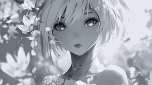 Grey Anime Girl Portrait Wallpaper