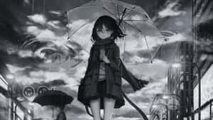 Grey Anime Girl Umbrella Wallpaper