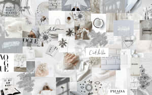 Grey White Collage Aesthetic Desktop Wallpaper