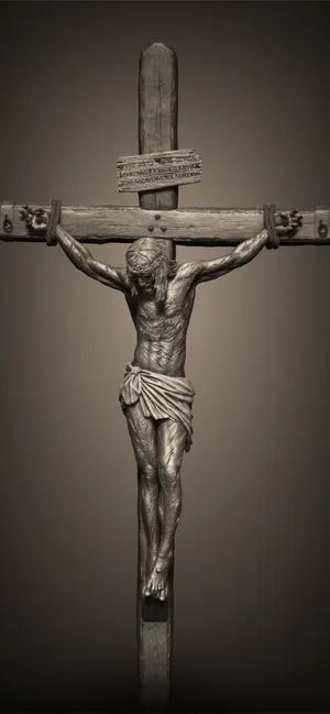 Greyscale Cross Jesus Phone Wallpaper