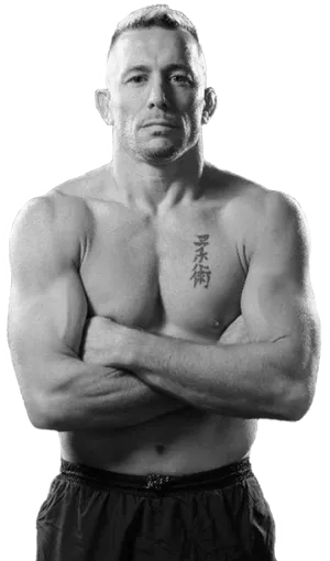 Greyscale Georges St-pierre On White Background Wallpaper