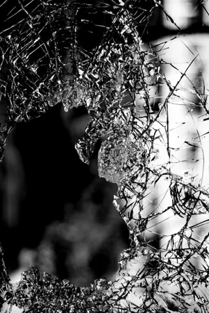 Greyscale Photograph Of Broken Glass Wallpaper