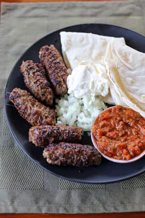 Grilled Ćevapi With Thin Pita Bread Wallpaper