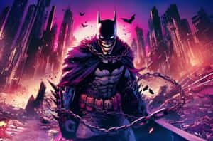 Grim Batmanin Dystopian Cityscape Wallpaper
