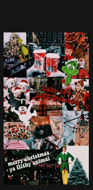Grinch Christmas Collage Aesthetic Wallpaper