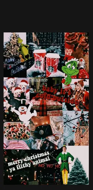 Grinch Christmas Collage Aesthetic Wallpaper
