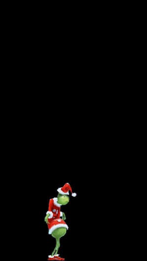 Grinchin Santa Costumeon Black Background Wallpaper