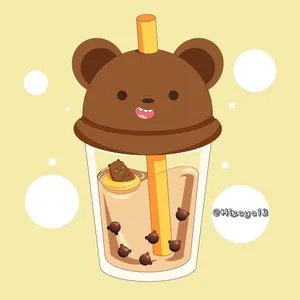 Grizzly Bear Theme Cute Boba Wallpaper