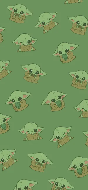 Grogu Pattern Wallpaper Wallpaper