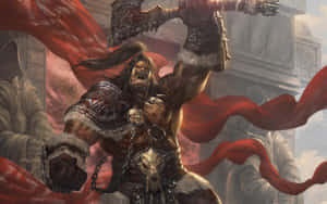 Grommash Hellscream - The Mighty Orc Warlord In Mighty Stance Wallpaper