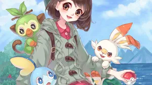 Grookey Playing In The Wild Wallpaper