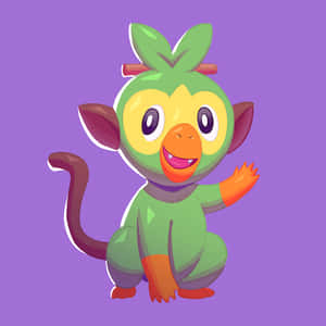 Grookey Pokemon Cartoon Illustration Wallpaper