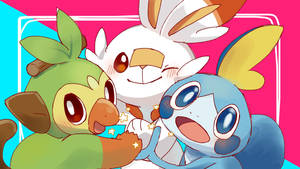 Grookey Scorbunny Sobble Pokemon Sword And Shield Wallpaper