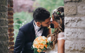 Groom And Bride With Flower Wallpaper