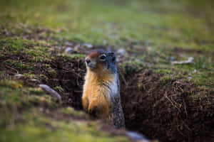 Groundhog Peeking Out Of Burrow.jpg Wallpaper